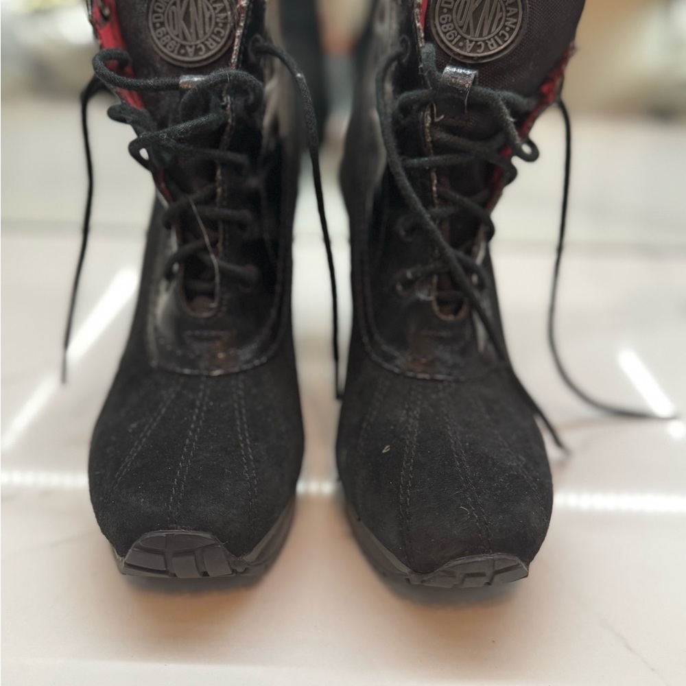 DKNY Black Water Proof High Heel Boots - Picture 2 of 5